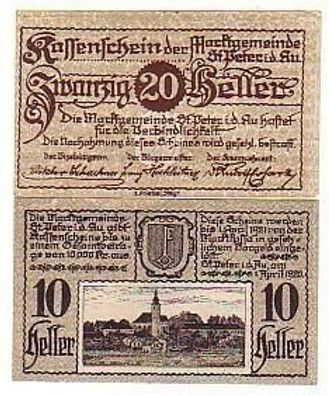 2 Banknoten Notgeld Gemeinde St. Peter 1920