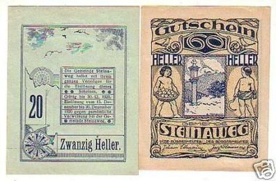 2 Banknoten Notgeld Gemeinde Steinaweg 1920
