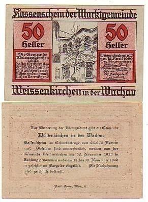 2 Banknoten Notgeld Gemeinde Weißenkirchen 1920