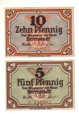 2 Banknoten Notgeld Stadt Herrnstadt Schlesien um 1921
