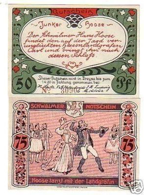 2 Banknoten Schwalmer Notgeld Treysa 1922