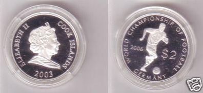 2 Dollar Silber Münze Cook Inseln Fußball WM 2006