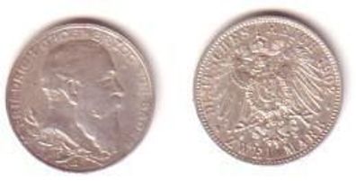 2 Mark Silber Münze 1902 Baden Großherzog Friedrich