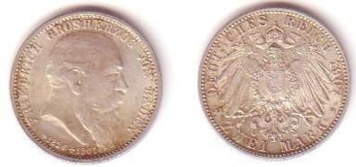2 Mark Silber Münze Baden Friedrich auf den Tod 1907
