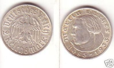 2 Mark Silber Münze Martin Luther 1933 F Jäger 352