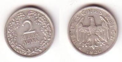 2 Mark Silber Münze Weimarer Republik 1926 F Jäger 320