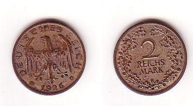 2 Mark Silber Münze Weimarer Republik 1926 G