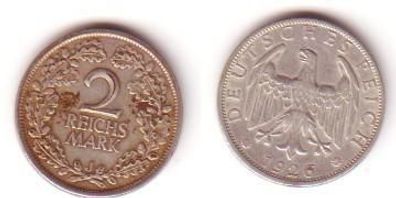 2 Mark Silber Münze Weimarer Republik 1926 J Jäger 320