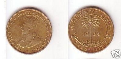 2 Schilling Münze Britisch Westafrika Nigeria 1936