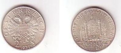 2 Schilling Silber Münze Österreich J.S. Fischer 1937