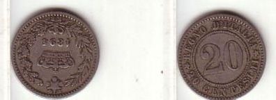 20 Centesimi Nickel Münze Italien 1894 KB