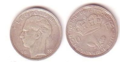 20 Franc Silber Münze Belgien 1935