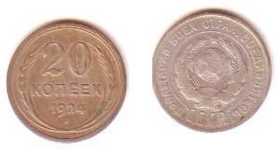 20 Kopeken Silber Münze Sowjetunion 1924
