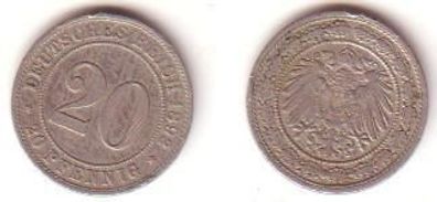 20 Pfennig Nickel Münze Deutsches Reich 1892 A Jäger 14
