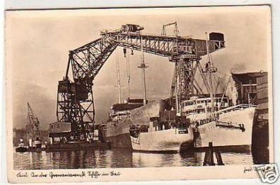 21566 Ak Kiel an der Germaniawerft Schiffe im Bau 1941