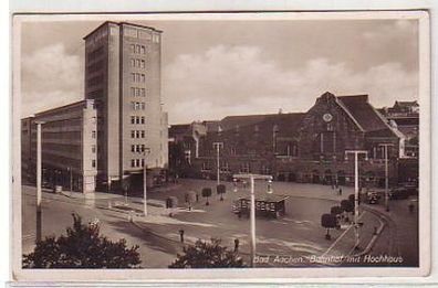 21646 Ak Bad Aachen Bahnhof mit Hochhaus 1941