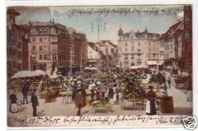 21685 Ak Basel Marktplatz mit Verkaufsständen 1905