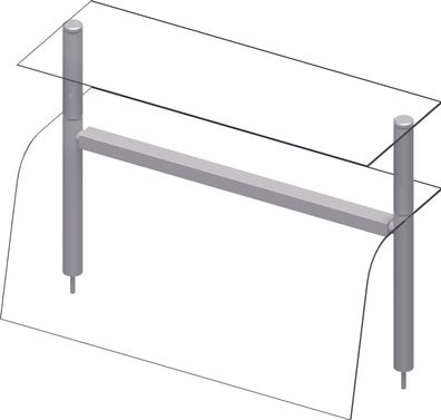 Doppel-Glas-Aufsatzbord mit Hustenschutz 790x455x700 mm für Speisenausgabesysteme