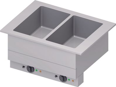 Stalgast Bain-Marie Drop-In 2x GN11 Einzelbecken 830x620x390 mm, Edelstahlabdeckung