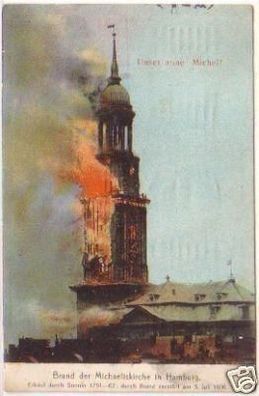 23362 Ak Brand der Michaeliskirche in Hamburg 1906