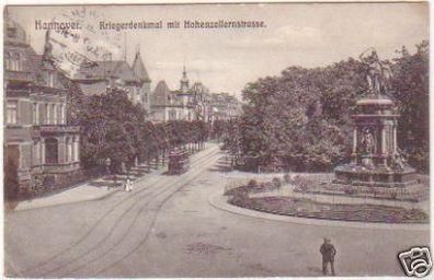 23839 Ak Hannover Kriegerdenkmal mit Hohenzollernstraße