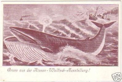 24156 Ak Gruß aus der Riesen Walfisch Ausstellung 1900