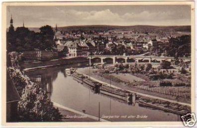 23178 Ak Saarbrücken Saarpartie mit alter Brücke 1938
