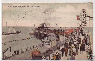 00173 Ak New Pier Promenade Folkestone 1908
