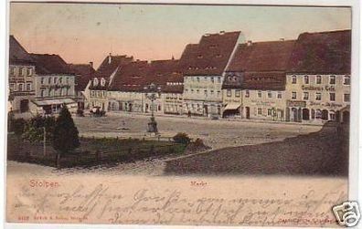 08260 Ak Stolpen Markt mit Geschäften 1905