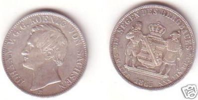 1 Bergbautaler Silber Münze Sachsen Johann 1860 B (MU 0953)