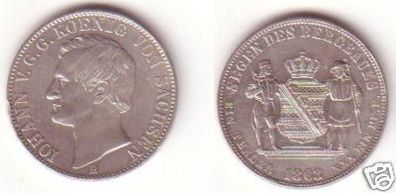 1 Bergbautaler Silber Münze Sachsen Johann 1863 B (MU0915)