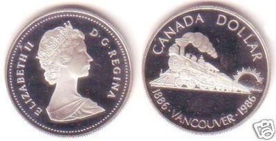 1 Dollar Silber Münze Kanada 1986 Eisenbahn Vancouver