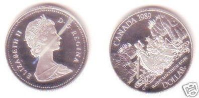 1 Dollar Silber Münze Kanada 1989 Mackenzie River