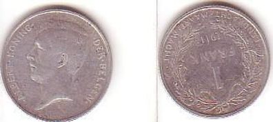 1 Franc Silber Münze Belgien 1911