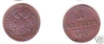 1 Kreuzer Kupfer Münze Österreich 1851 A