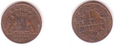 1 Kreuzer Kupfer Scheide Münze Baden 1863