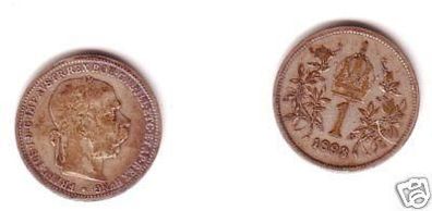 1 Krone Silber Münze Österreich 1893 Franz Josef
