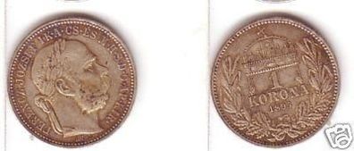 1 Krone Silber Münze Ungarn 1895 Franz Joseph