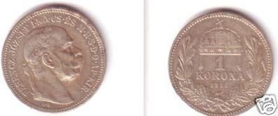 1 Krone Silber Münze Ungarn 1915 Franz Joseph