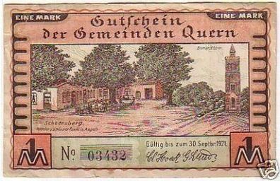 1 Mark Banknote Notgeld Gemeinde Quern 1921