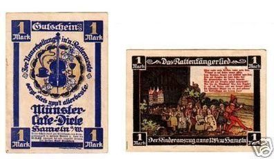 1 Mark Banknote Notgeld Hameln Münster Café Diele 1921