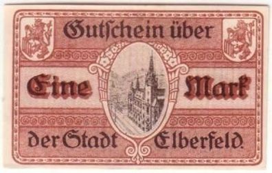 1 Mark Banknote Notgeld Stadt Elberfeld 1918