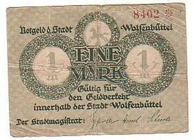 1 Mark Banknote Notgeld Stadt Wolfenbüttel 1918