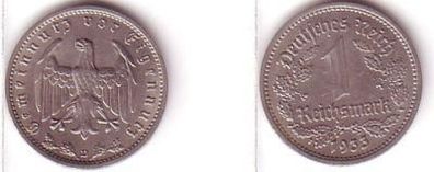 1 Mark Nickel Münze Deutsches Reich 1933 D Jäger 354