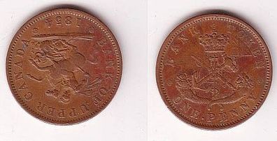 1 Penny Bank of Upper Canada Token Kupfer Münze 1854