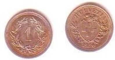 1 Rappen Kupfer Münze Schweiz 1926
