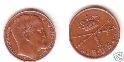 1 Reichs Bank Schilling Kupfer Münze Dänemark 1852