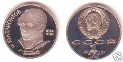 1 Rubel Münze Sowjetunion 1989, 1814-1841 Lermontov