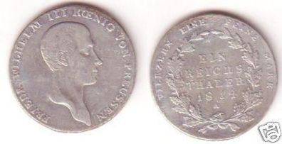 1 Taler Silber Münze Preussen Fr. Wilhelm III 1814 A (MU0804)