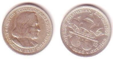 1/2 Dollar Silber Münze USA 1893 Christof Kolumbus